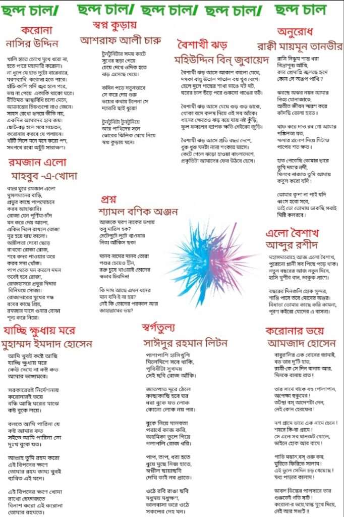 শুক্রবারের সাহিত্য পাতা ছন্দ তাল