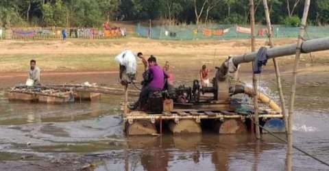 গোয়াইনঘাটে ৫ টি অবৈধ ড্রেজার ধ্বংস