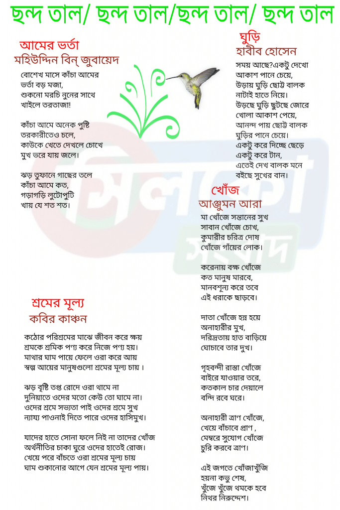 শুক্রবারের সাহিত্য পাতা ছন্দ তাল