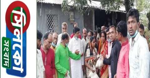 ধর্মপাশায় ৫ শত বন্যার্ত পরিবারকে চাল বিতরণ