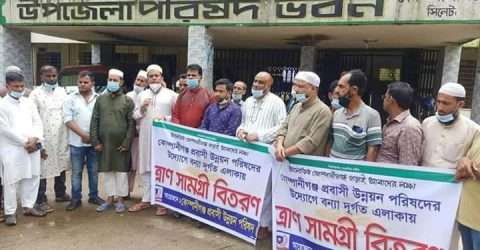 ৭ শত বন্যার্ত পরিবারকে ত্রাণ দিলেন কোম্পানীগঞ্জ প্রবাসী উন্নয়ন পরিষদ