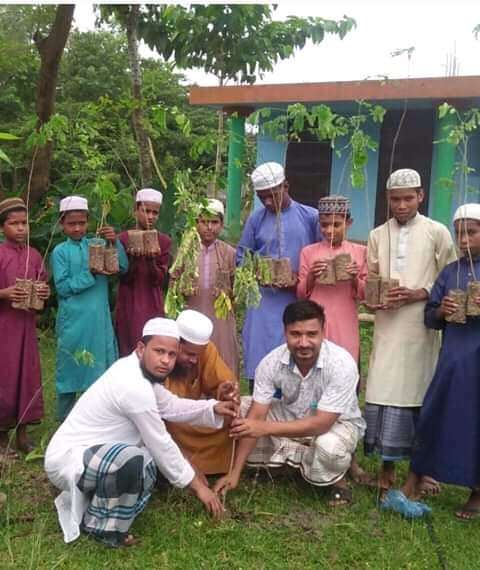 বঙ্গবন্ধুর জন্মশত বার্ষিকী উপলক্ষে আল-বারাকা মুহাম্মদীয়া মাদ্রাসায় বৃক্ষরোপণ