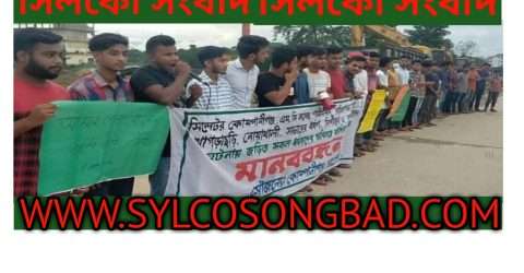 নারী ও শিশু ধর্ষণ-নির্যাতনের প্রতিবাদে কোম্পানীগঞ্জ ছাত্র সমাজের মানববন্ধন ও বিক্ষোভ মিছিল