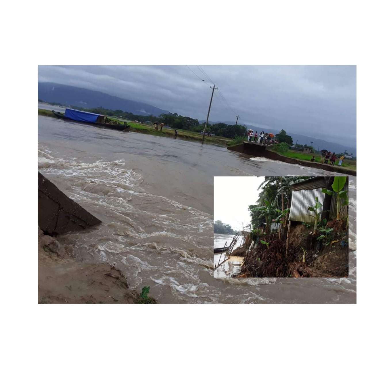 হঠাৎ পাহাড়ি বন্যা,বিলীনের পথে চাঁনপুর গ্রামের একাংশ