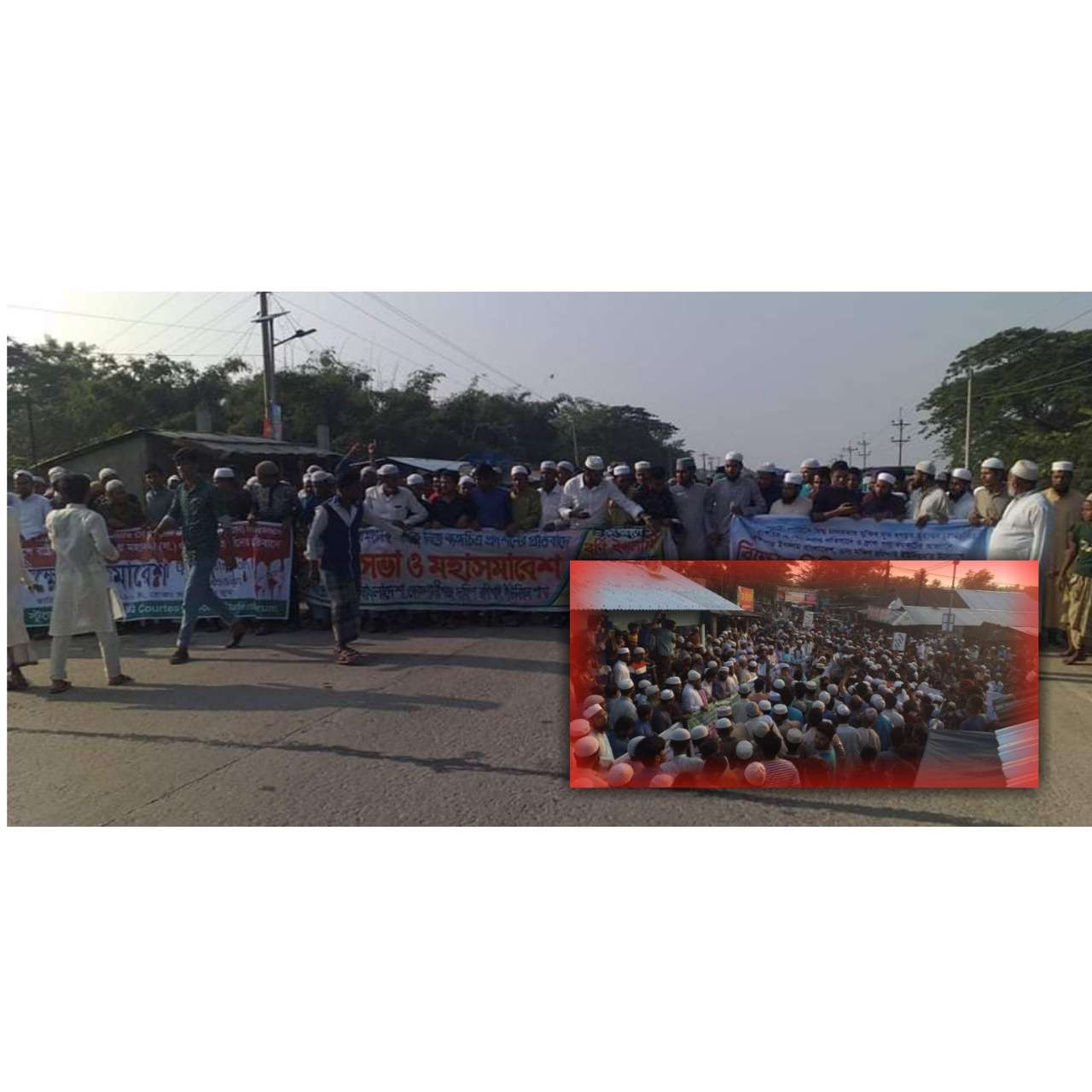 কোম্পানীগঞ্জে হেফাজতে ইসলামের ডাকে নবী প্রেমিদের দলে দলে বিক্ষোভ মিছিল