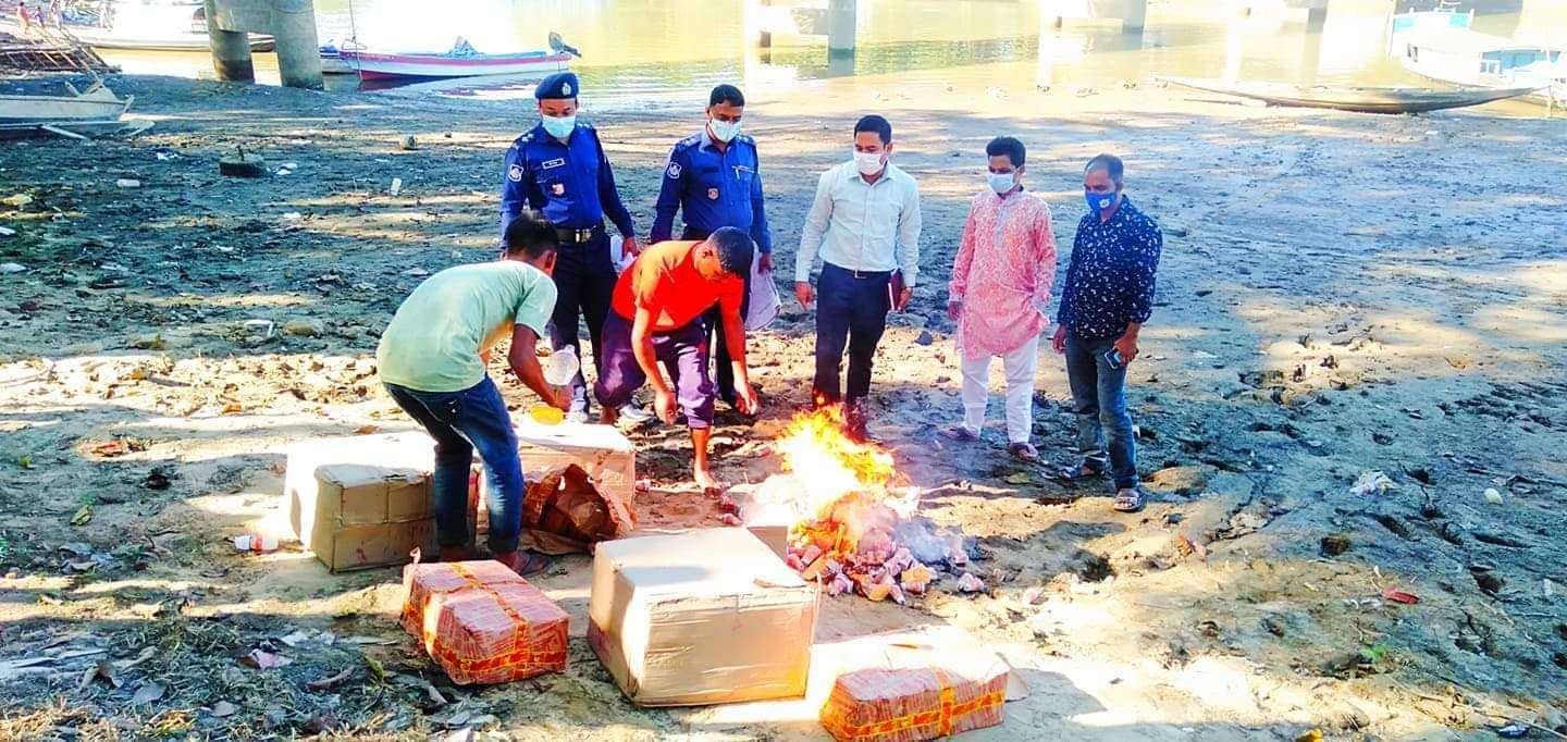তাহিরপুরে লক্ষাধিক টাকার মাদক দ্রব্য ধ্বংস