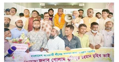 কানাডা আ’লীগ নেতা মুহিবুর রহমানকে ওসমানী বিমানবন্দরে সংবর্ধনা