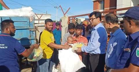 কোম্পানীগঞ্জের বানভাসিরা পেলেন জেলা প্রশাসকের বিশেষ পেকেট ও শিশু খাদ্য